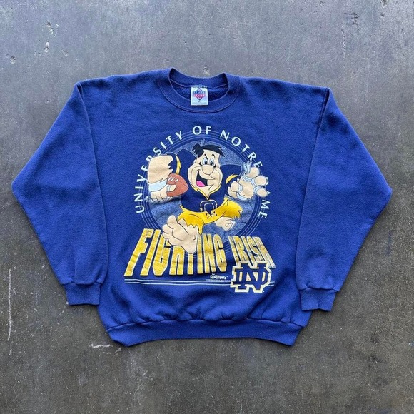 Vintage '94 Fred Flintstone Notre Dame Football Graphic Sweatshirt Size XL - Picture 1 of 5